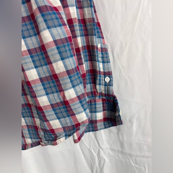 Joie Women's Cotton Red White & Blue Plaid Button Down Top - Picture 5 of 5